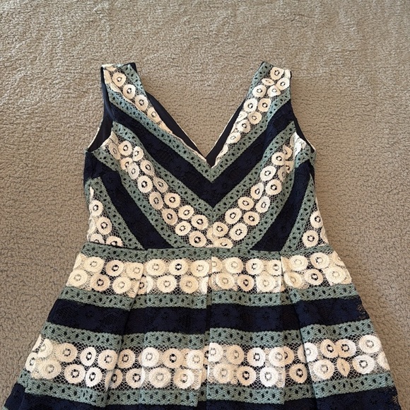 NSR Women Sleeveless Deep V Neck Lace Midi A Line Dress - Picture 3 of 5